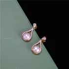 Pearl Factory Wholesale Price Temperament Natural Freshwater Pearl Earrings Diamond Pearl Earrings