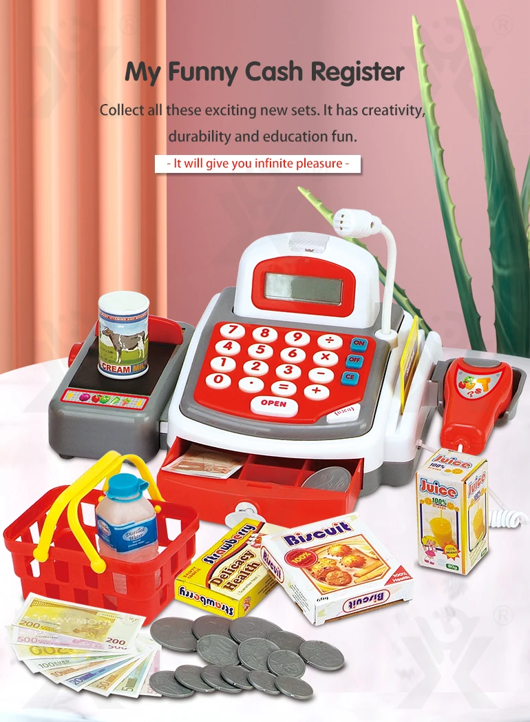 Kids Manufacturer Eco Cash Register Toy, Safety Child Plastic Cashier Toy