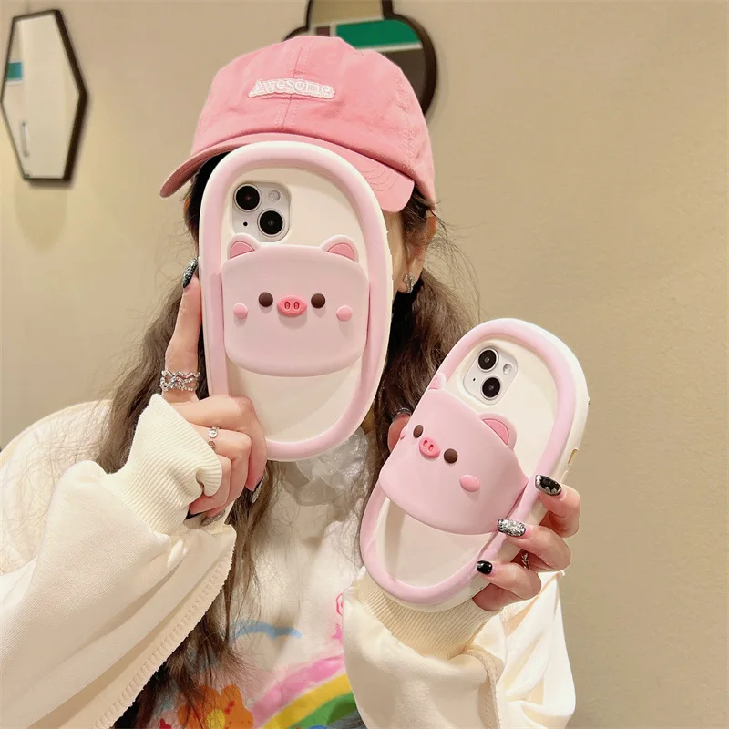 Factory Price Cartoon Back Cover Duck Slippers Silicone Pig Cute Phone Case for Apple iPhone 15 14 13 12 pro max 11