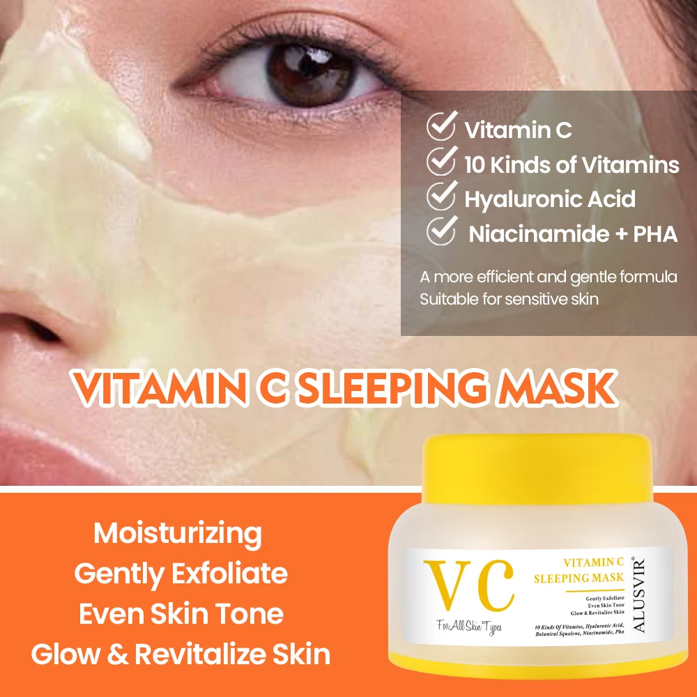 Skin Care Set Private Label Vitamin C Whitening Brightening Vc Face Wash Serum Facial Cream Body Lotion Sleep Mask Skincare Set