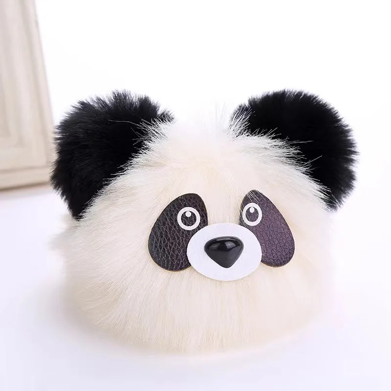 Cute panda fur ball key chain cartoon animal fur ball pendant Car pendant fur pendant