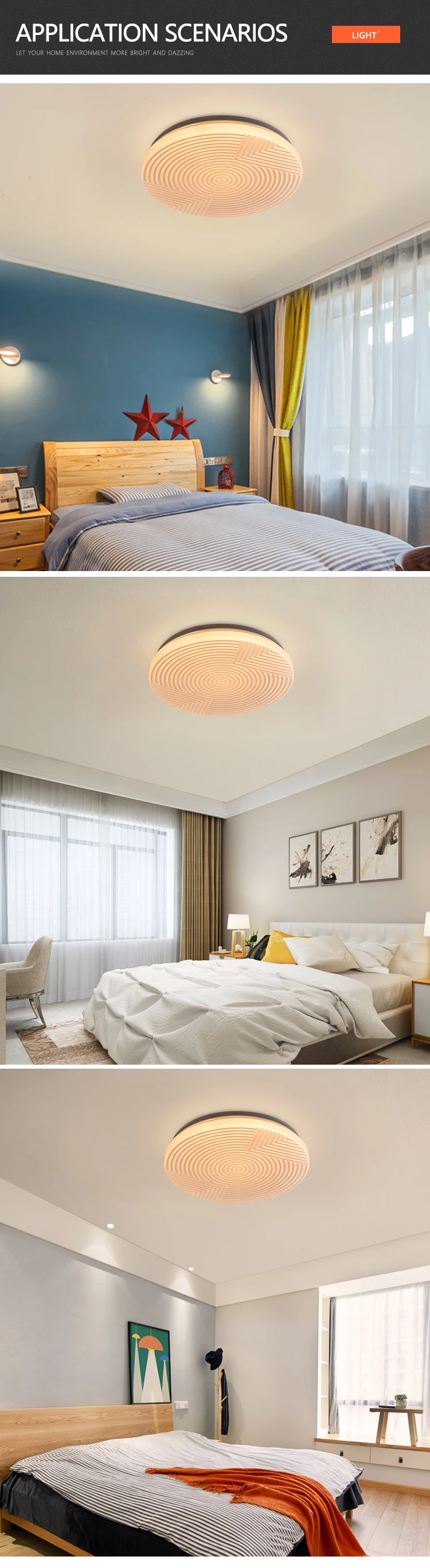 New Design Indoor Living Room Kitchen 12W 24W 36W Plastic Modern LED Ceiling Lamp