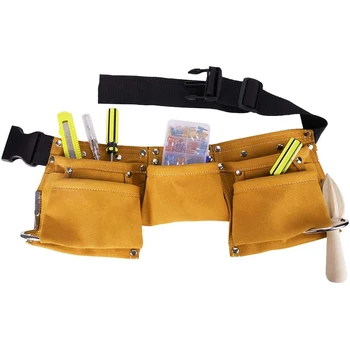 Children's Leather Tool Belt, Kids Leather Working Tool Belt Child's Tool Apron Pouch Bag for Youth Costumes Dress Up
