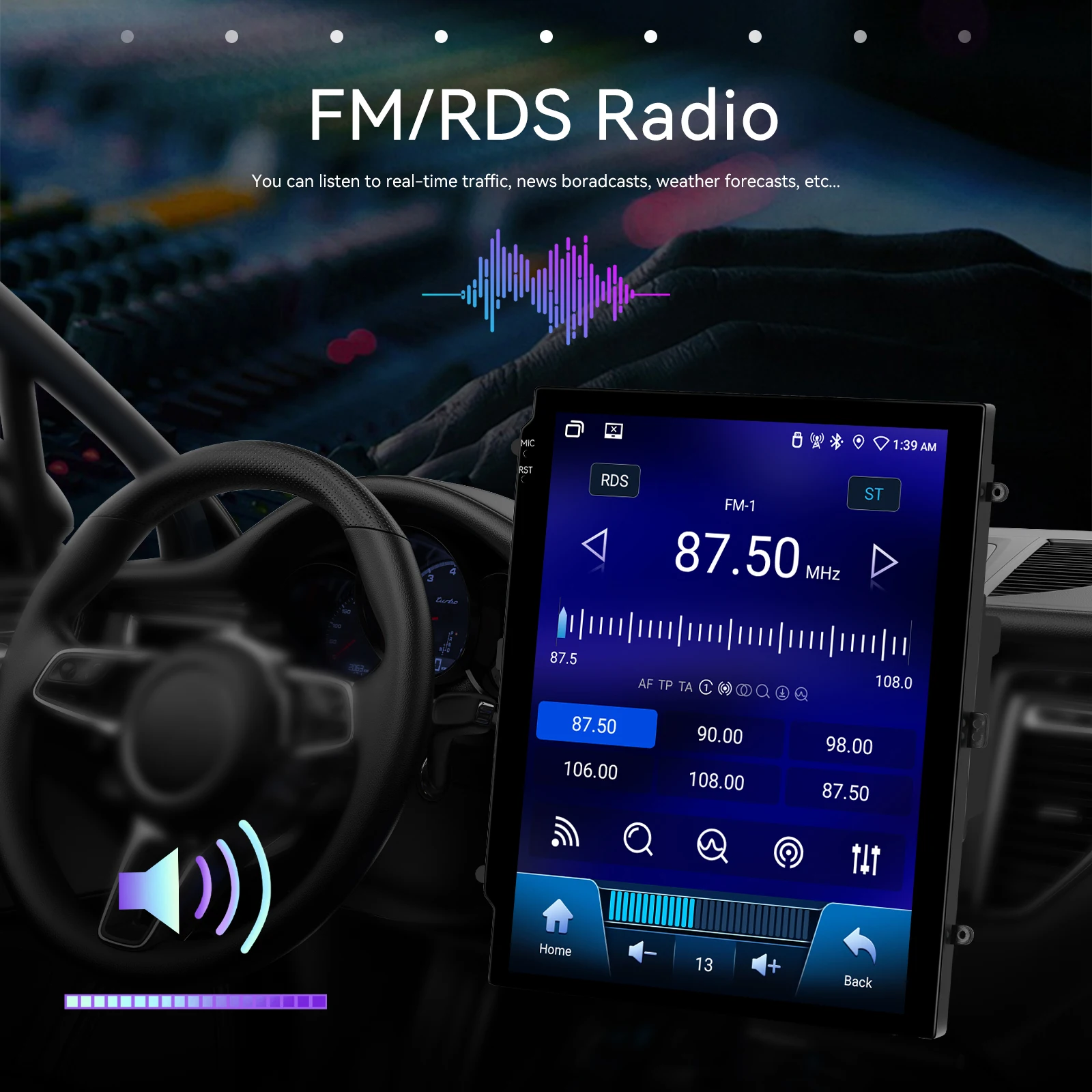 podofo 97 464g double din android car stereo wireless carplay android auto gps wifi fm rds obd2 dab car radio autoradio a4167-7