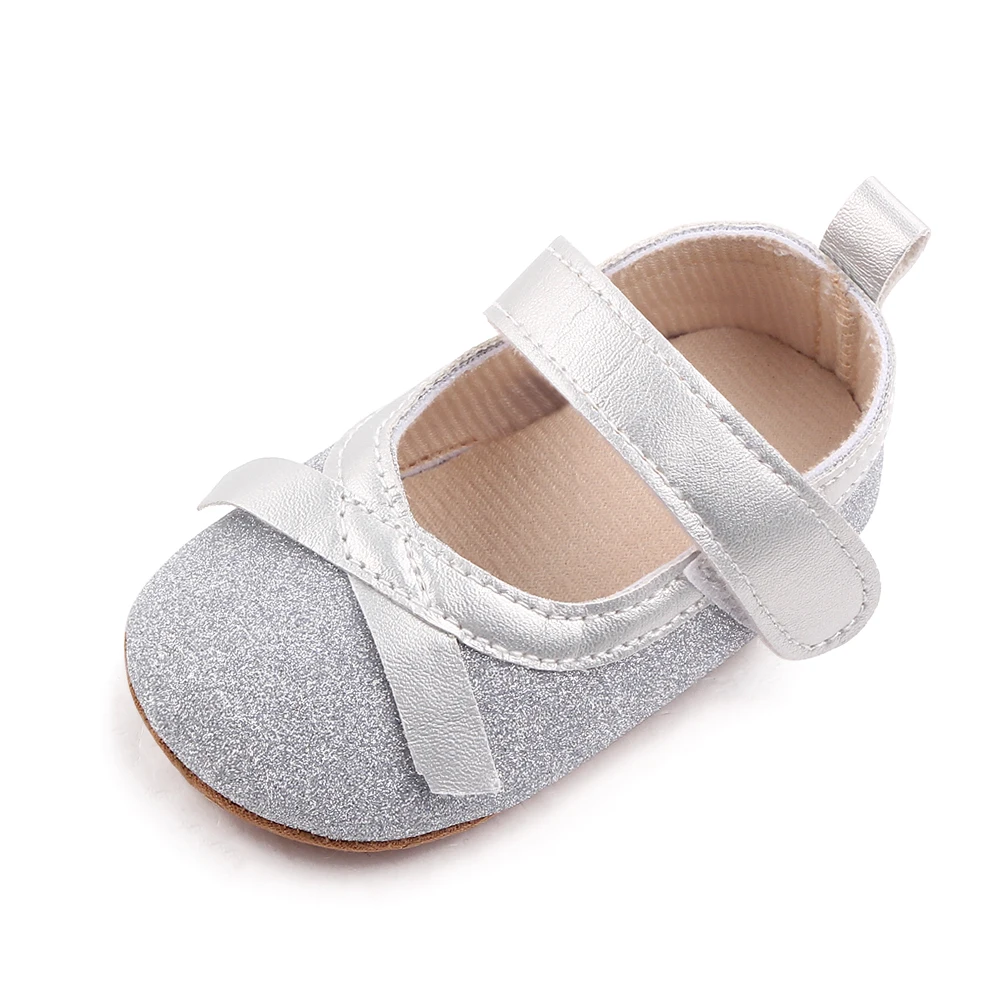 Baby Girls Solid Color Shiny PU Leather Bow Infants Fashion Princess Soft Soled Toddler Shoes details