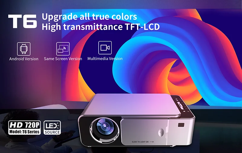 T6 Mini led projector Support 4K 3D 3500 Lumens Android Wifi Blue tooth Portable Cinema Beamer For Smartphone