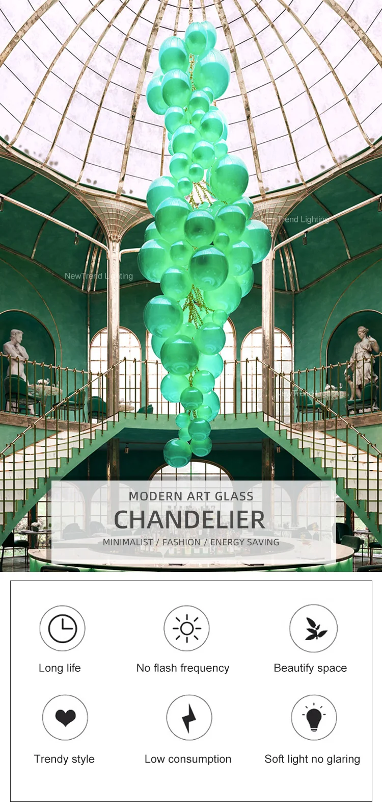 CPL-290 Contemporary Design Indoor Decoration Hotel Lobby Hall Villa Staircase Glass Balloon LED Chandelier manufacture