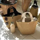 Straw Handbags Summer Handmade Weaving Bags Women Holiday Beach Straw Bag Wrapped Beach Bag Travel Tote Handbags