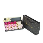 Day Hot Sale Black Phnom Penh Gradient 12 Flowers + Little Bear Creative Valentine's Day Gift Immortal Rose