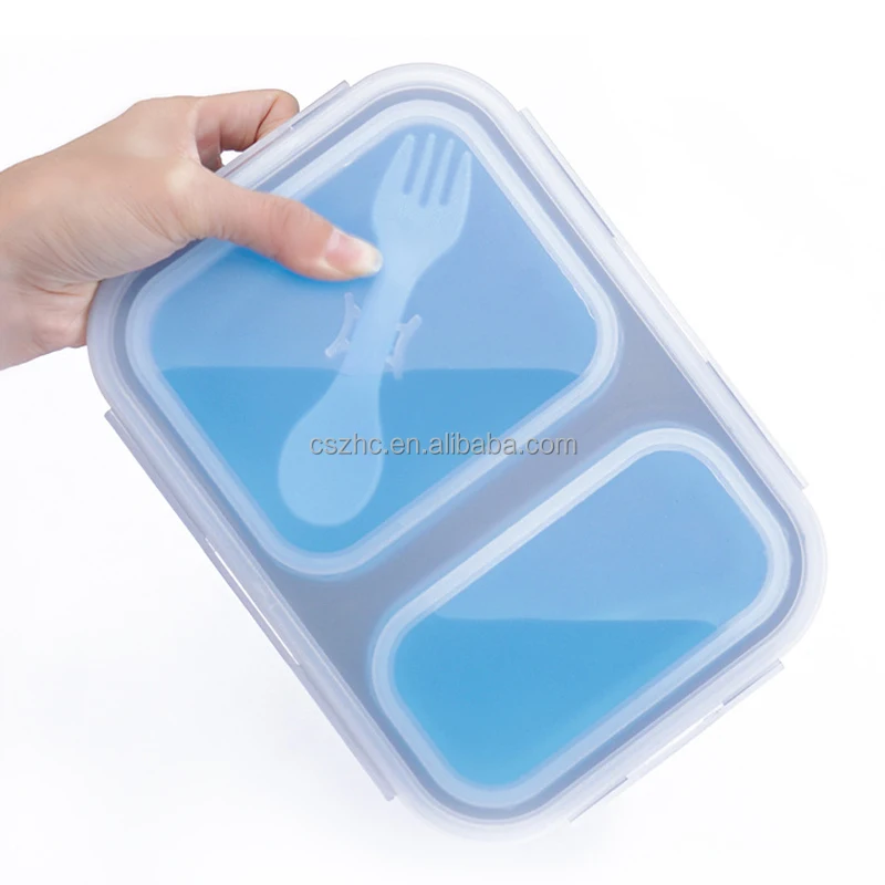 Wholesale Food Grade Silicone Bento Lunch Box OEM & ODM Folding Bento Lunch Box Customized Silicone Lunch Box