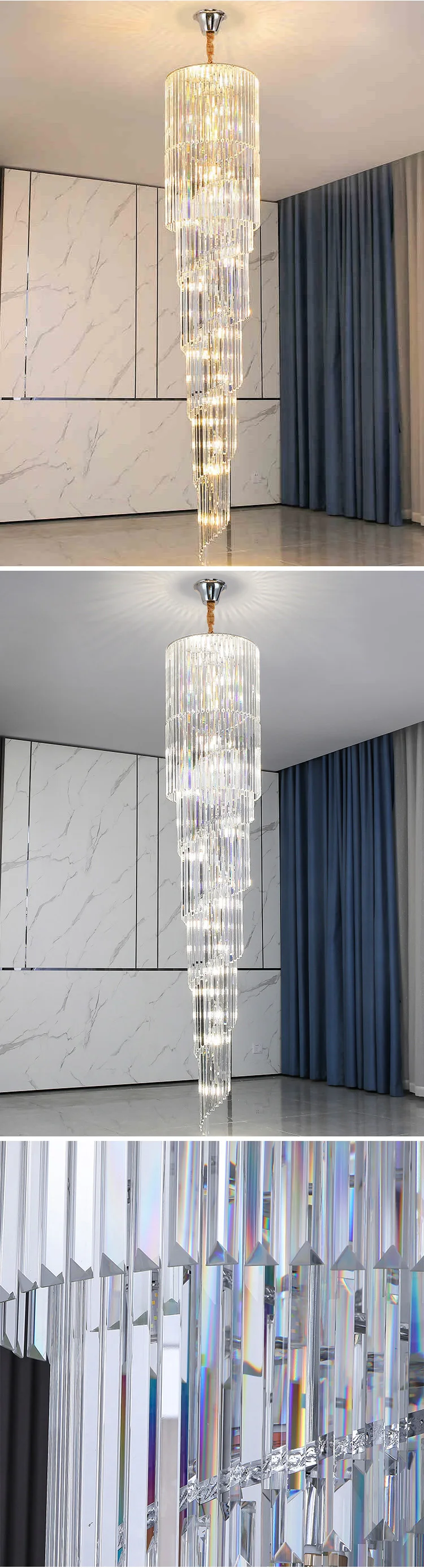 CPL-118 Graceful Style Residential Decoration Custom Hotel Lobby Villa Staircase Luxury Crystal Chandelier manufacture