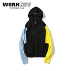 100% 100% Cotton Color Stitching Workout Hoodie With Pocket In Sleeves For Mens Hoodies China Supplier