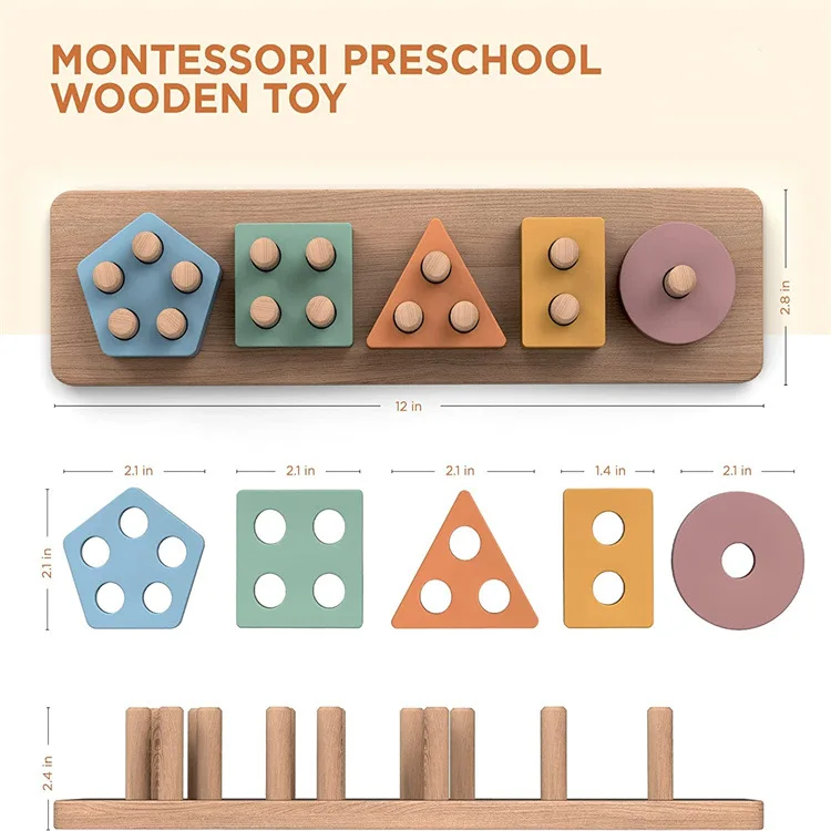 Large Wooden Sorting Montessori Toys For 1 2 Year Old Stacking Toys