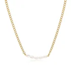 Pearl Milskye Women's Jewelry 925 Silver Plated With 18K Gold Freshwater Pearl Necklace