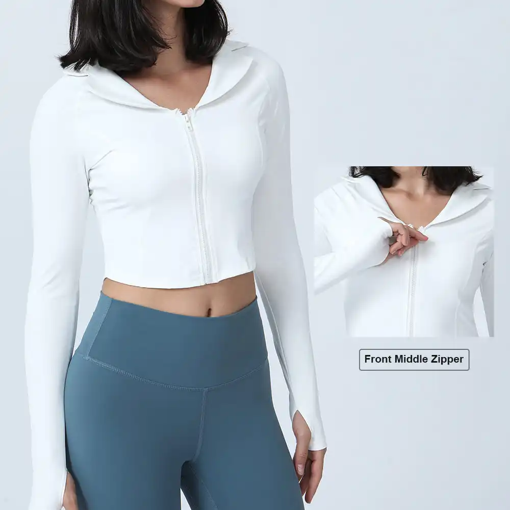 Sodalemon Hot Sale Lapel Yoga Sportswear Raglan Long Sleeve Jacket Long Sleeve Yoga Coat With Thumb hole