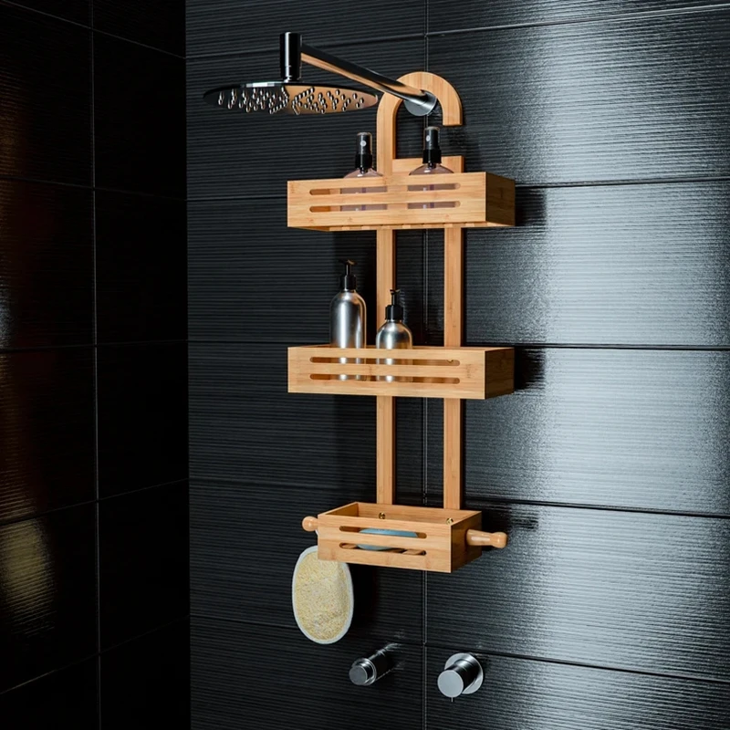 Tier Bamboo Hanging Shower Caddy Rustproof Made From Natural Bamboo