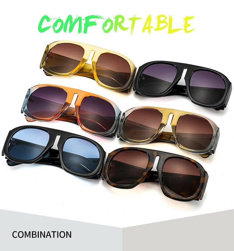 One pc stylish new 7 colors square big plastic frame uv protection sunglasses