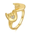 New 18K gold ring light luxury zircon mom hand in hand ring