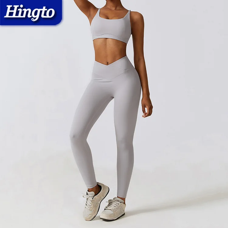 Wholesale activewear unique workout clothing sets womens 2 piece fitness set yoga gym athletic leggings and sports bra top set