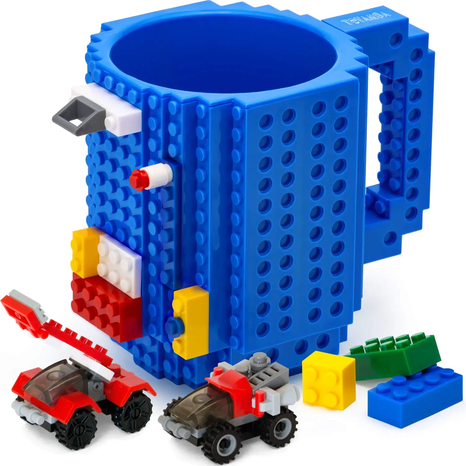 Build-on Brick Coffee Mug Funny DIY Novelty Cup with Building Blocks Creative for Kids Men Women Xmas Birthday