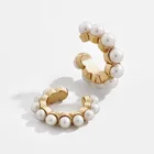 Clip Earring 18k Gold Plated C-shaped Pearls Ear Clip Earring For Women