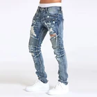 Mens Jeans Mens Designers Jeans Streetwear Paint Splatter Design Mens Distressing Moto Denim Jeans