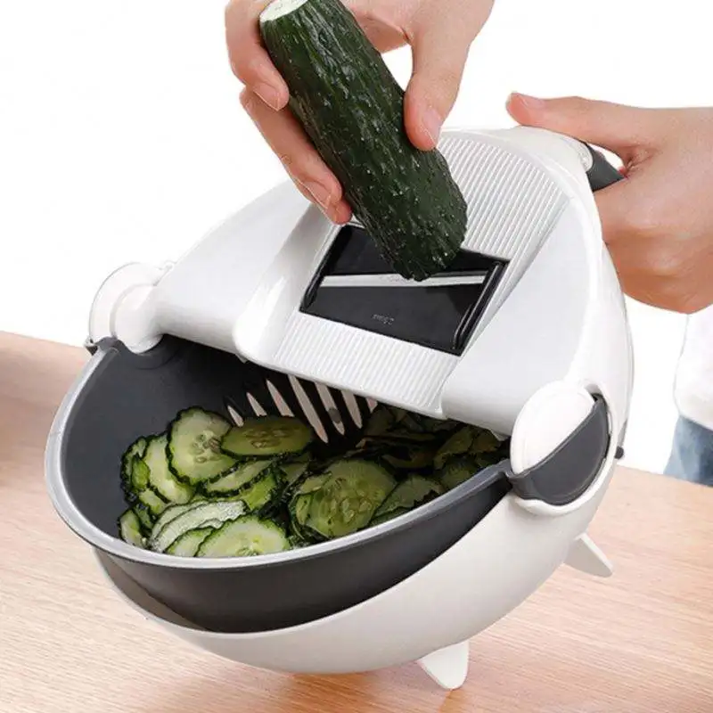 Kitchen Accessories 9 In 1 Multifunction Kitchen Tools Fruit  Chopper Strainer Fruits And Vegetables Slicer Drain Water Basket