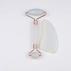 Jade Good Quality White Custom Gua Sha Tool Set Opal Facial Antiaging Jade Roller Gua Sha Opalite And Roller In Box