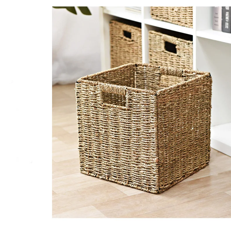 Seagrass Basket Storage Baskets Box Foldable With Handle Portable