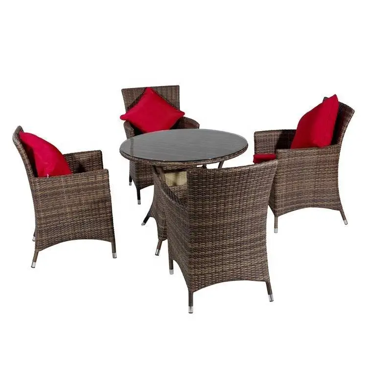 product factory supply 5 seater aluminum rattan plastic outdoor dining set garden tables with chair combinations-2