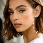 Earrings Wholesale Women's Pearl Big Circle Hoop Earrings Jewelry