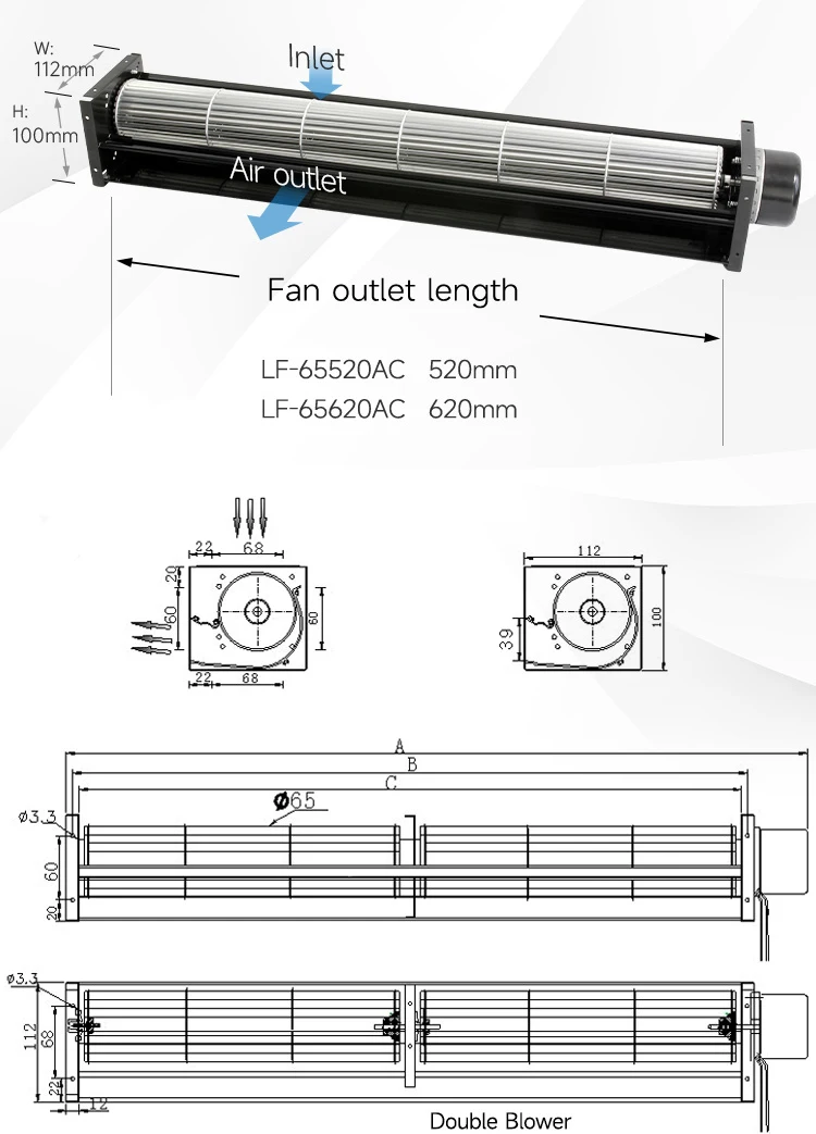 Tangential Fan, 220V, 65mm - detail 20