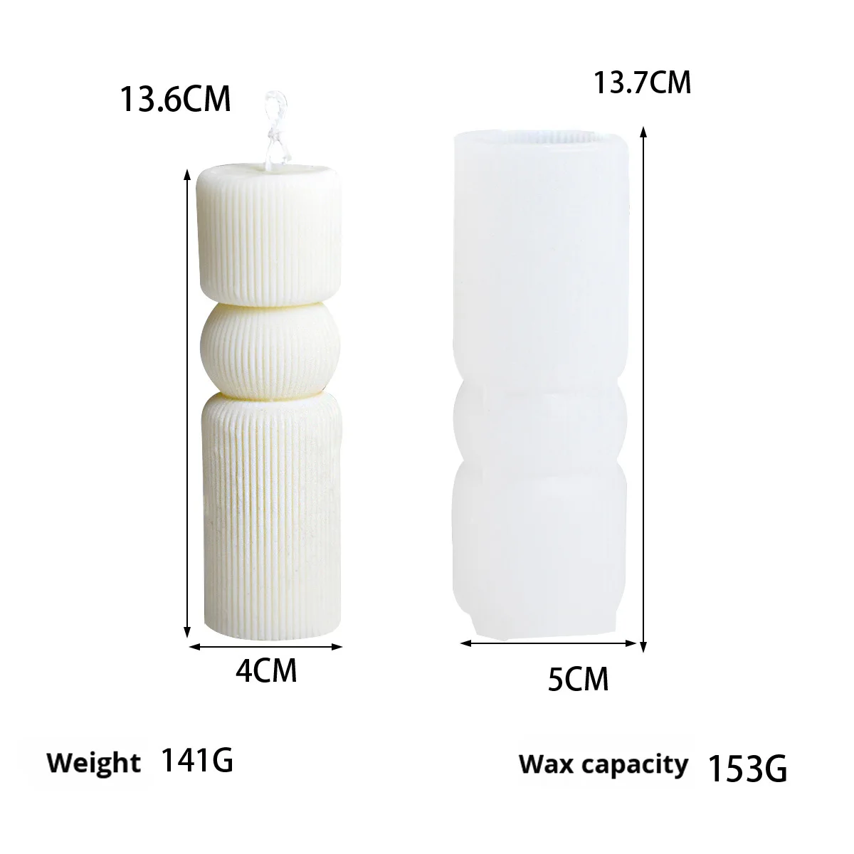 Silicone Candle Mold Geometric Column Ornament Holiday Decoration Striped Column manufacture