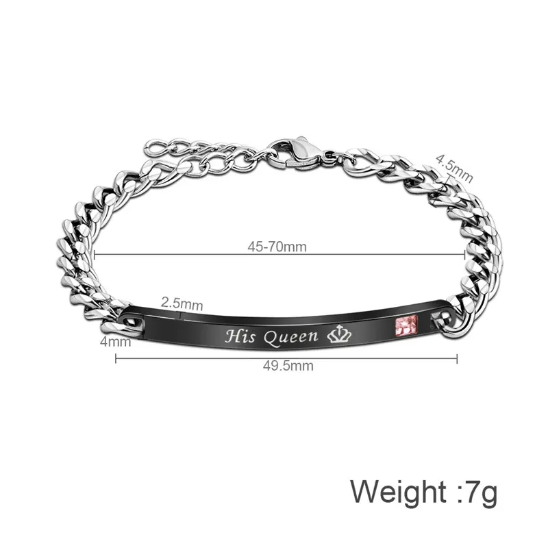 new style men's women's stainless steel bracelet,Her King His Queen bracelets jewelry gift for lover