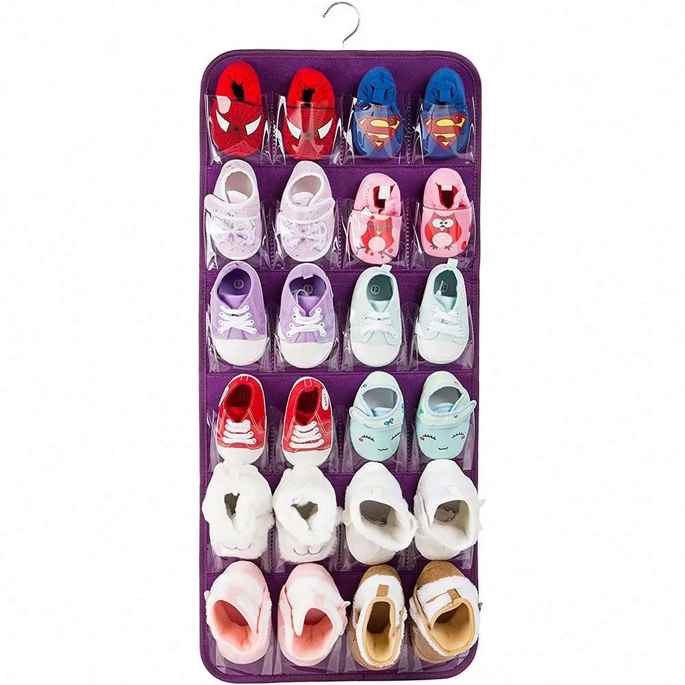 24 Pockets Over The Door Baby Shoes Organizer for Children Socks Underpants Kids Toys Jewelry Accessories