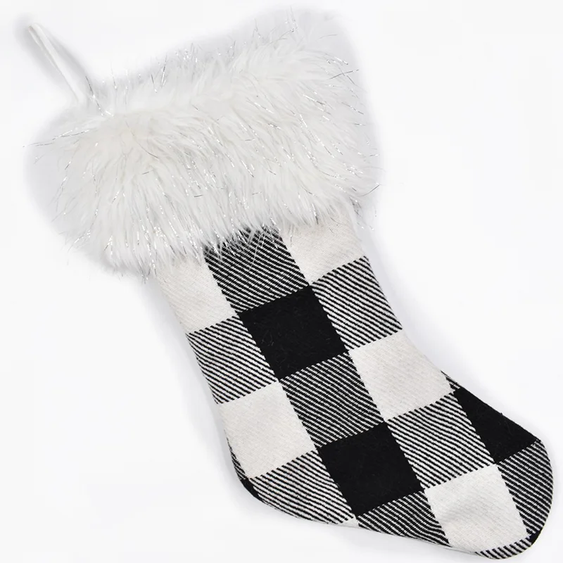 White And Grey Argyle Block Snowflake Christmas Stockings Custom Name Knitted Family Decor Stockings