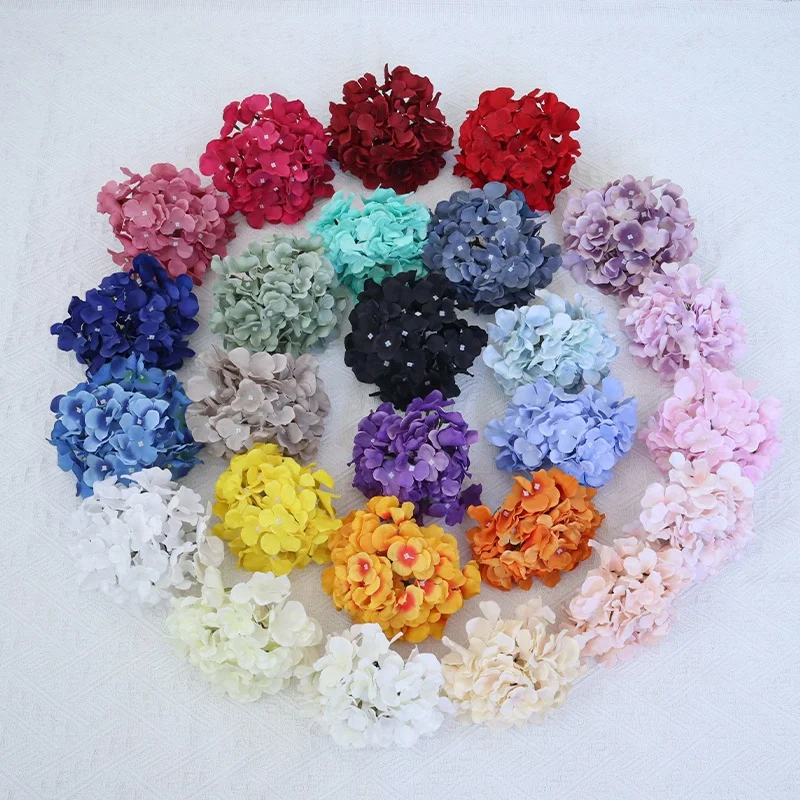  Wholesale 26 colors artificial hydrangea silk flowers bouquet Flower Head For Wedding Home Decoration