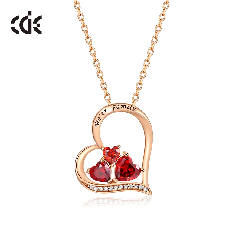 925 Silver Ruby Heart Pendant Necklaces Red Zircon