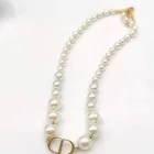 Pearl Necklace Fashion Letter Metal Pearl Circle Necklace Jewelry