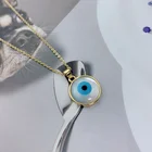 Pearl Jewelry Hotselling Round Pearl Shell Blue Evil Eye Necklace Women Jewelry Fashion Necklaces