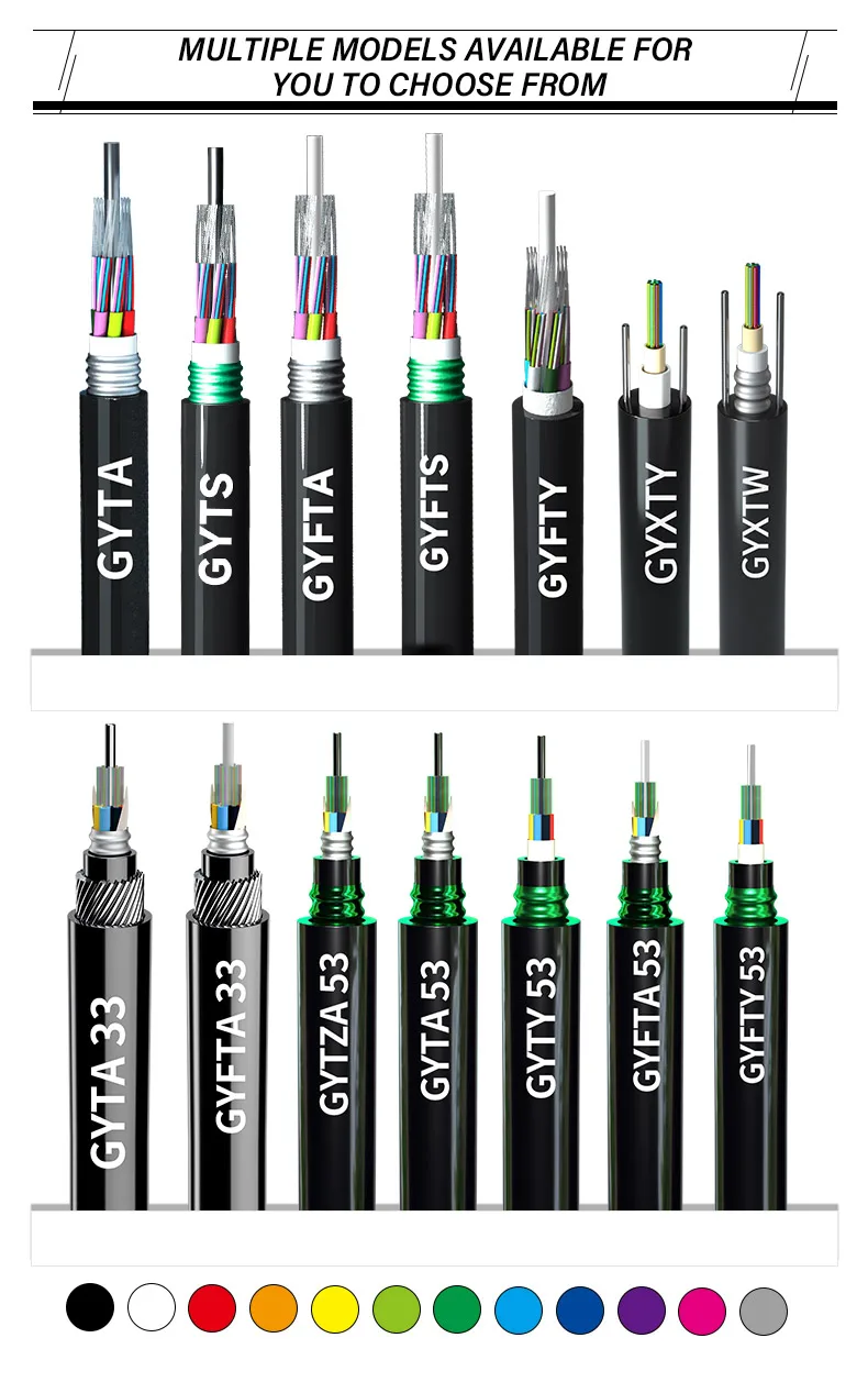 Outdoor Armored Fiber Optic Cable GJYXCH 1KM 2KM Single Mode 1/2/4 Cores with Operating Temperature 40~+70 for Telecom Communication