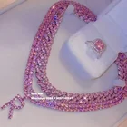 Initial Necklace Cuban Link Diamond Pink Custom Tennis Chain Initial Necklace