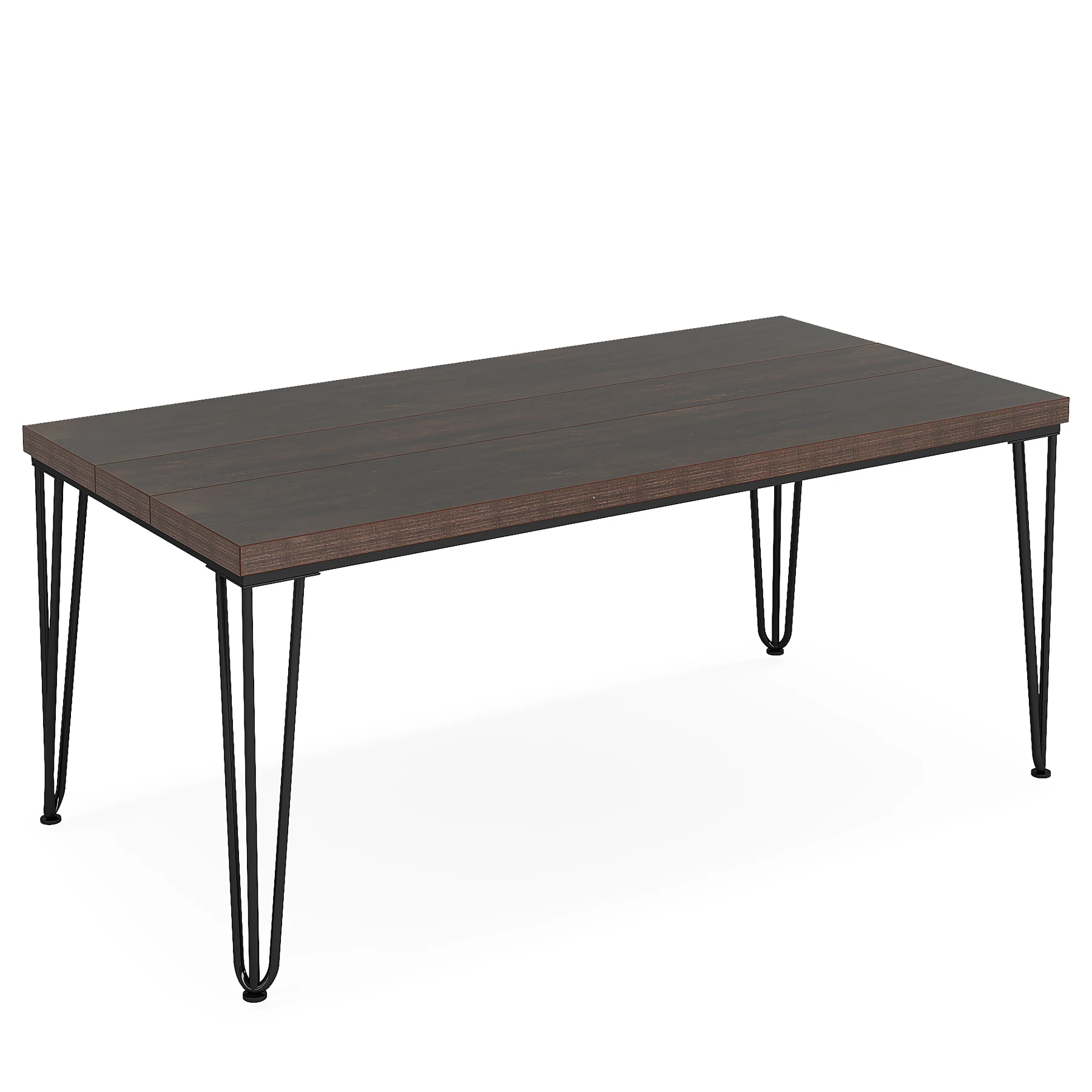 Tribesigns new style dining room furniture modern simple wood metal brown dining table for 6 people