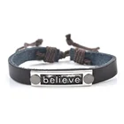 Charm Handmade Best Friend Believe Charm Friendship Gift For Men Brown And Black Leather Bracelet