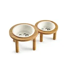 Plate Dog Hot Sale Round Bamboo Plate Cat Single Bowl To Protect Cervical Vertebra Dog Bowl