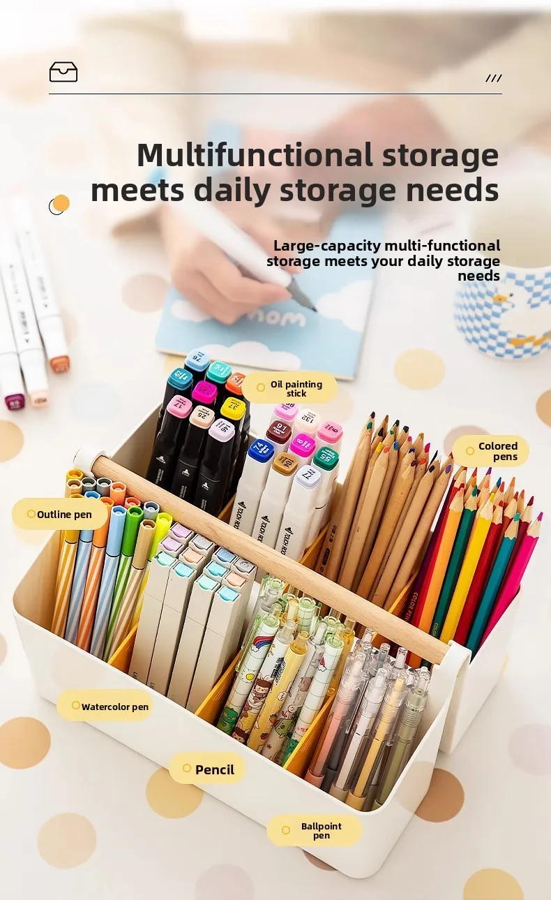 product portable student office desk organizer rectangle shaped plastic storage box aluminum for markers stationery remote control-7