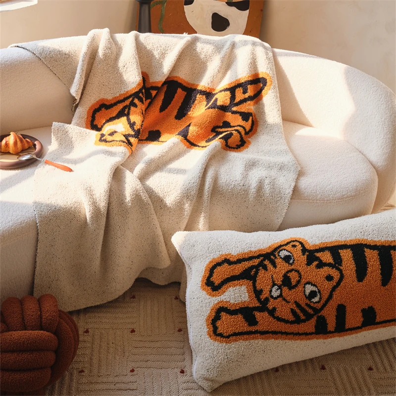 product wh decorative pillow tiger pattern soft comfortable cute fun 100 polyester fiber-62