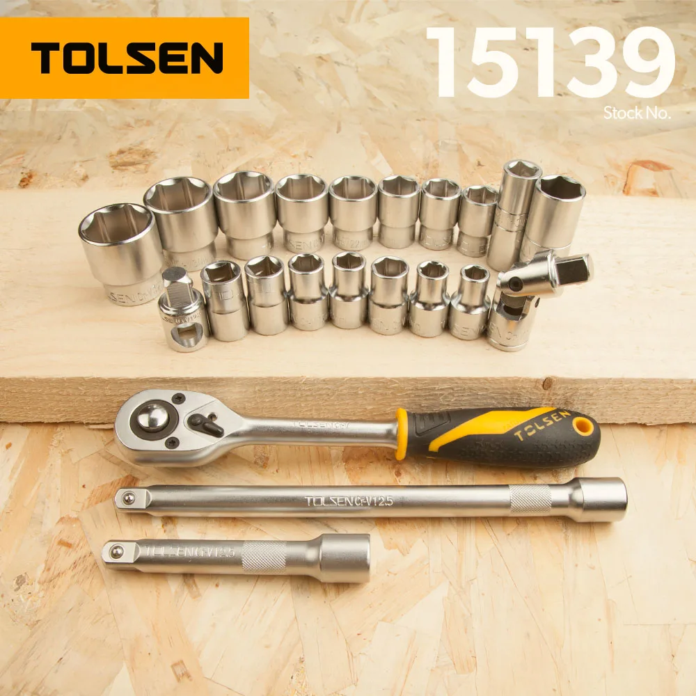 TOLSEN 15139 Wrench Kit Auto Repair Tool Set 22pcs 1 2 Socket Set