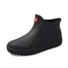 Black Shoes Man Fashion PVC Working Rain Boots Waterproof Simple Black Rain Ankle Shoes For Gentlemen