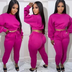 New arrival Fall Jogger Suit 2 Piece Set Women Clothes Casual Outfits For Solid Two Piece Pants Set for Crop Top Women Clothing
